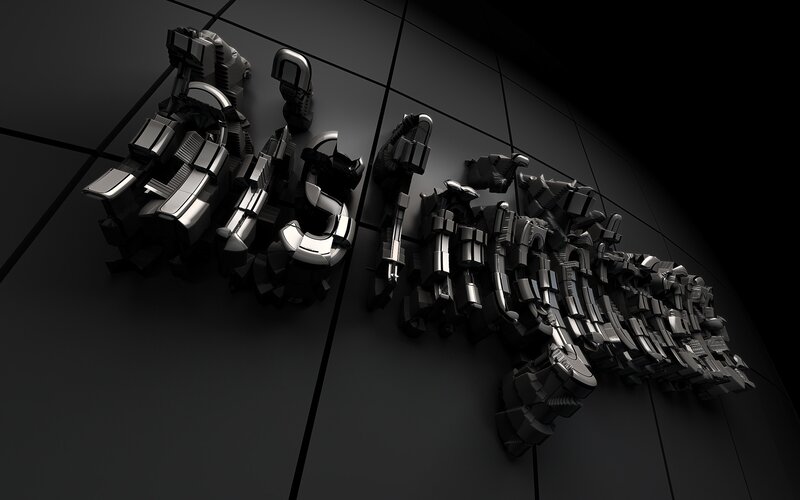 futuristic mechanical text art