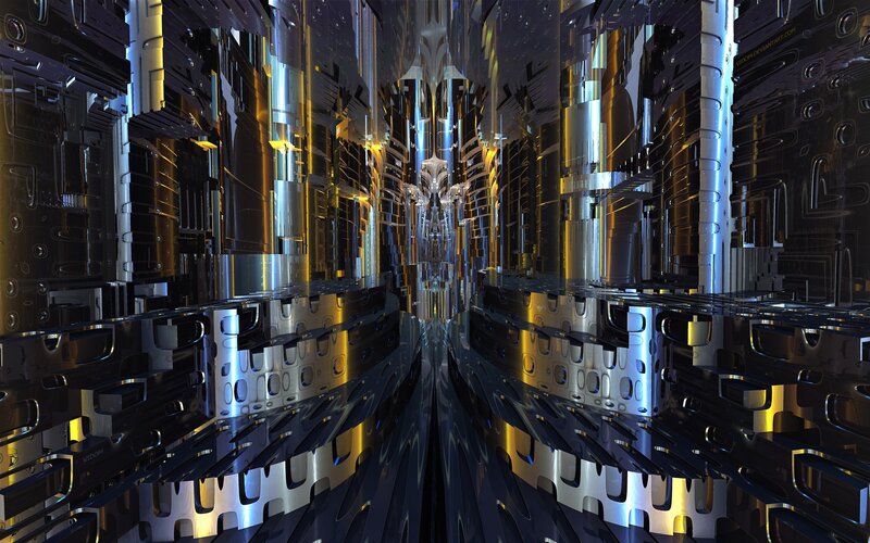 futuristic metallic corridor
