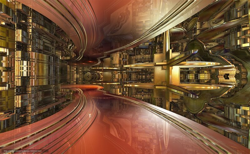 Futuristic Metallic Corridor — Gold