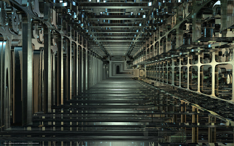 futuristic metallic corridor
