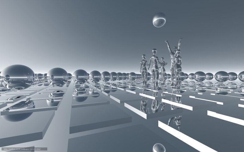 Futuristic metallic figures