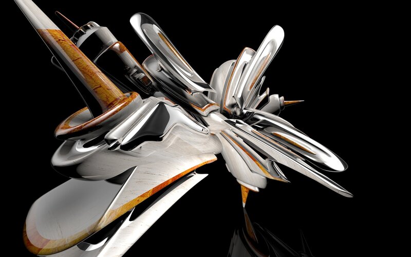 futuristic metallic sculpture