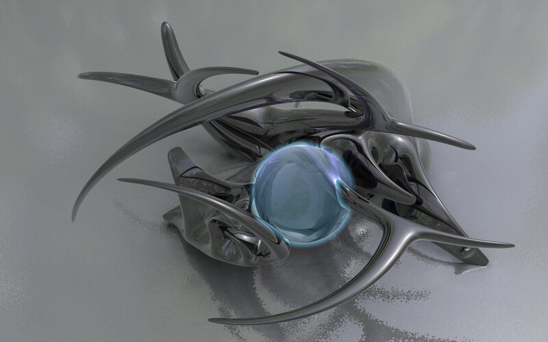 futuristic metallic sculpture