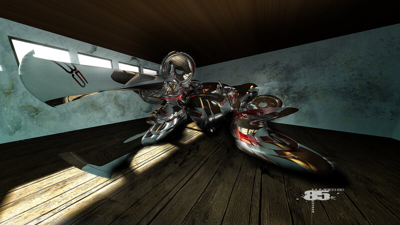 futuristic metallic sculpture