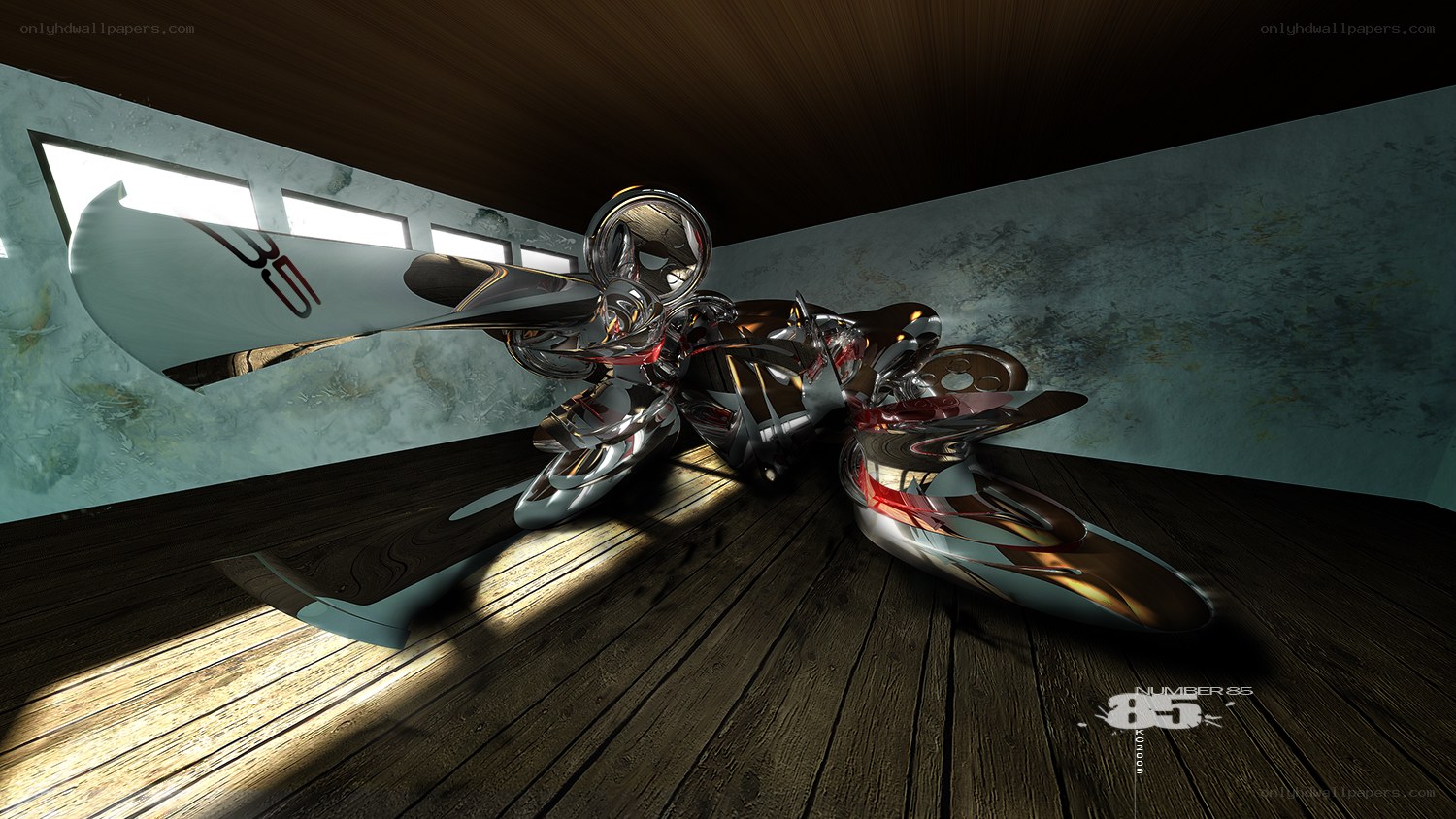 futuristic metallic sculpture
