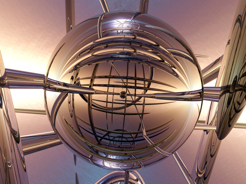 Futuristic metallic sphere structure