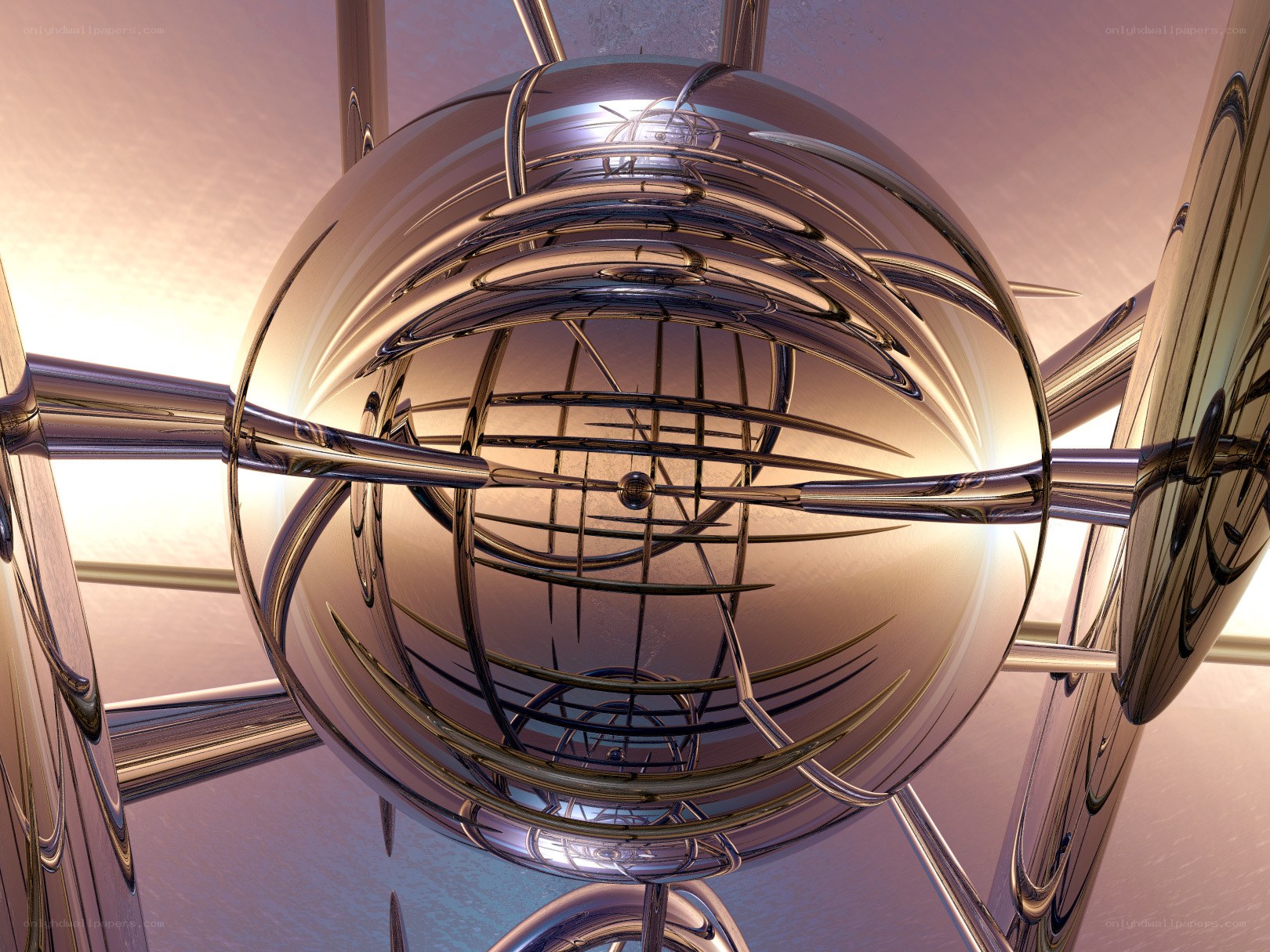 Futuristic metallic sphere structure