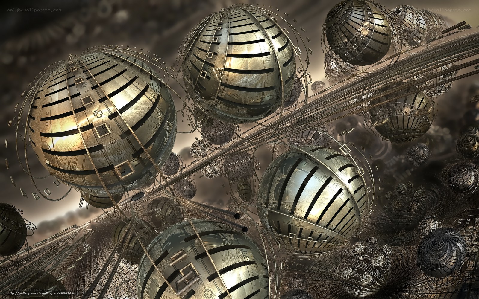 Futuristic metallic spheres