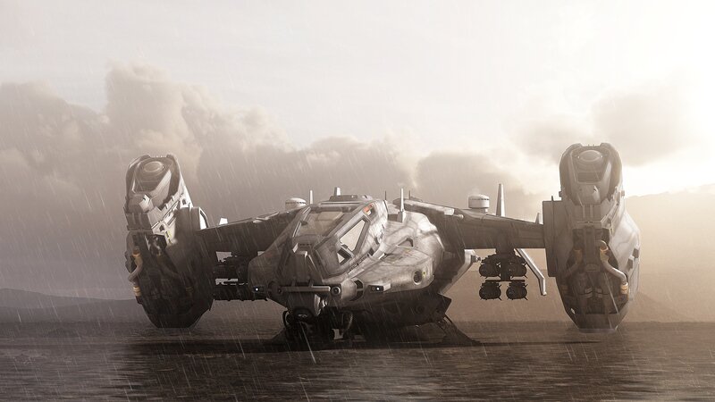 Futuristic Military Aircraft — Gray, Dramatic, 3d Render