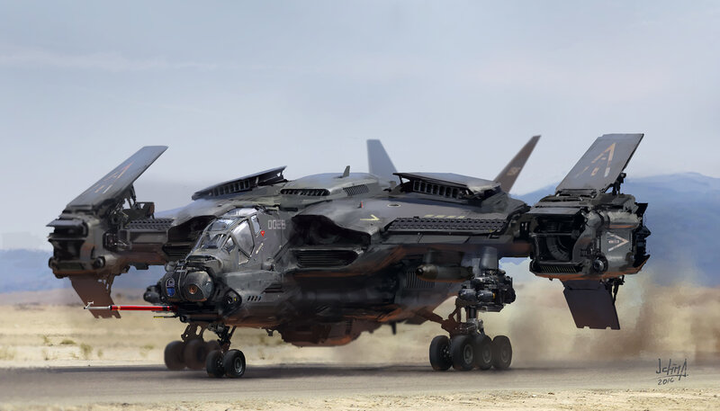 Futuristic Military Aircraft — Gray