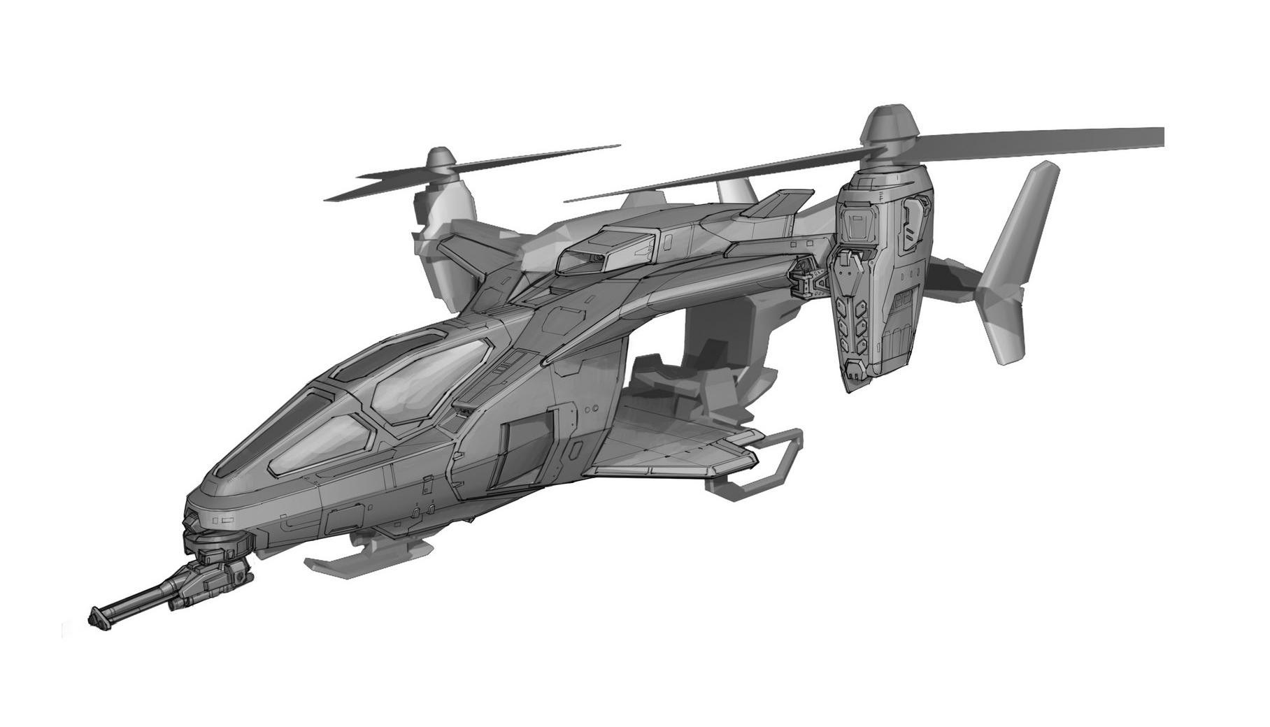 futuristic military helicopter
