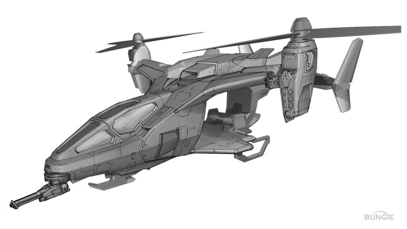 Futuristic Military Helicopter — Gray, Mechanical