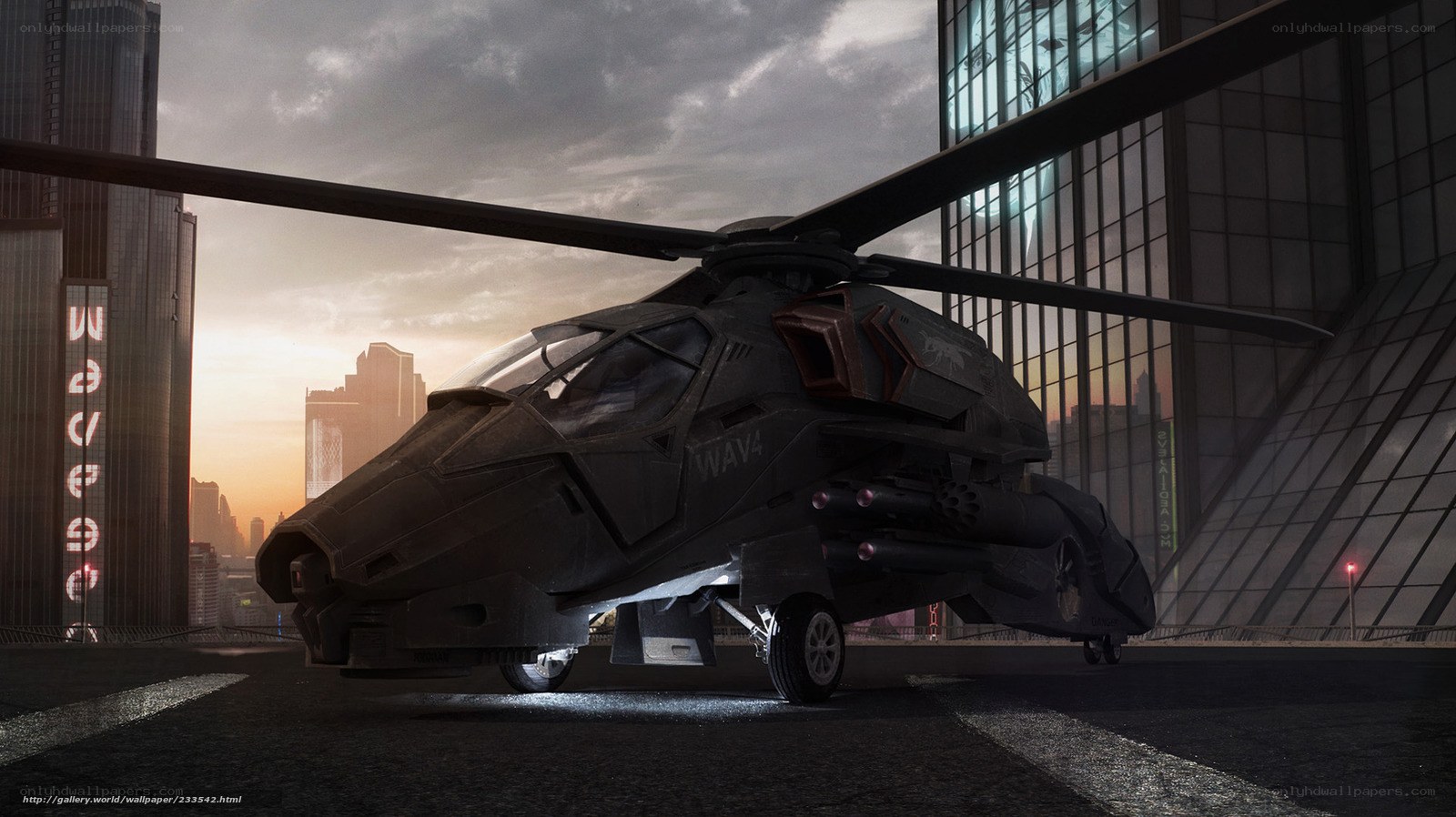 Futuristic military helicopter