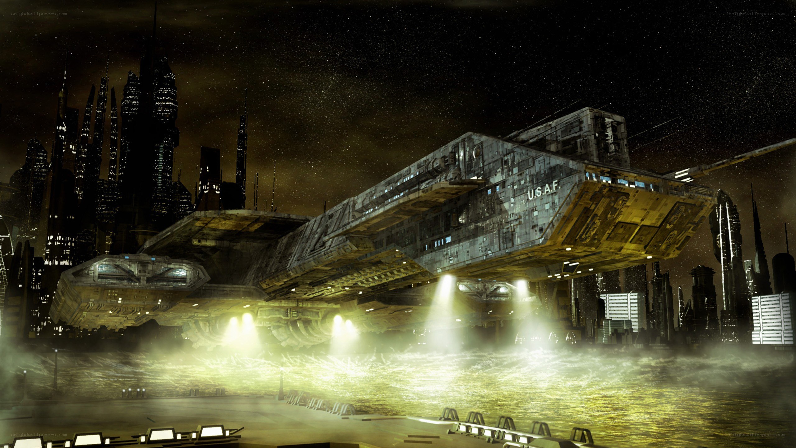 futuristic military spacecraft