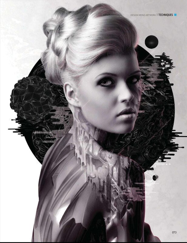 futuristic monochrome portrait