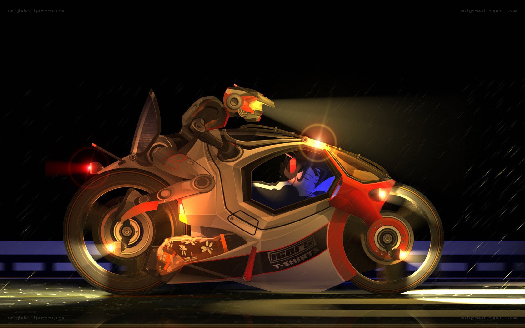 futuristic motorcycle at night