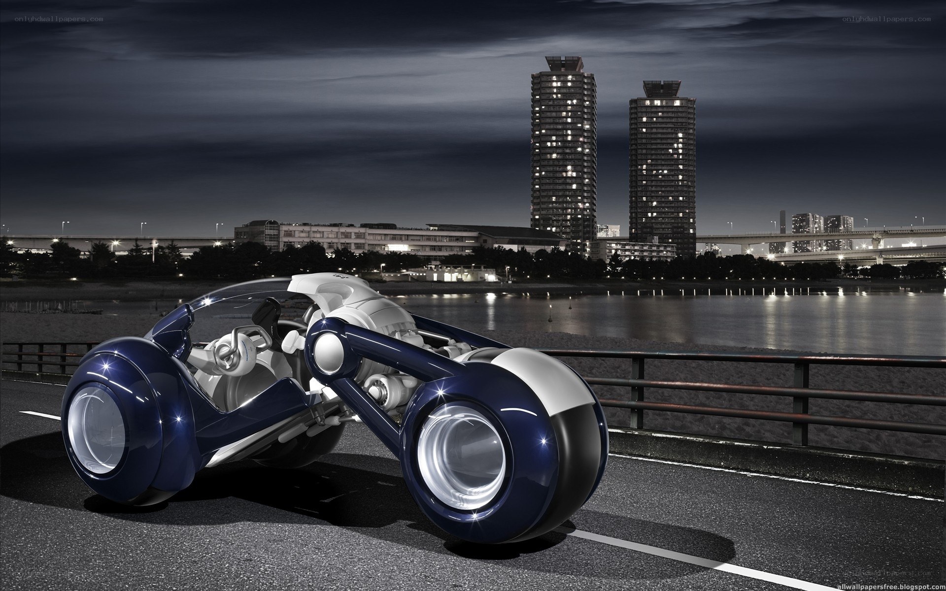 futuristic motorcycle at night