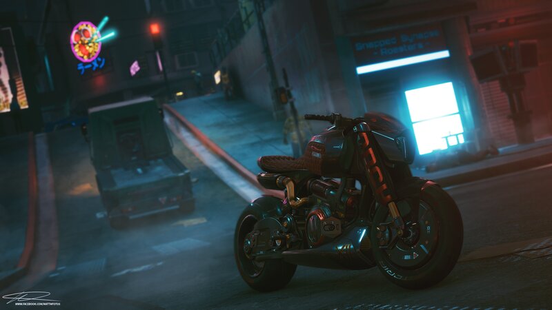 Futuristic Motorcycle — Black, Dark, Night