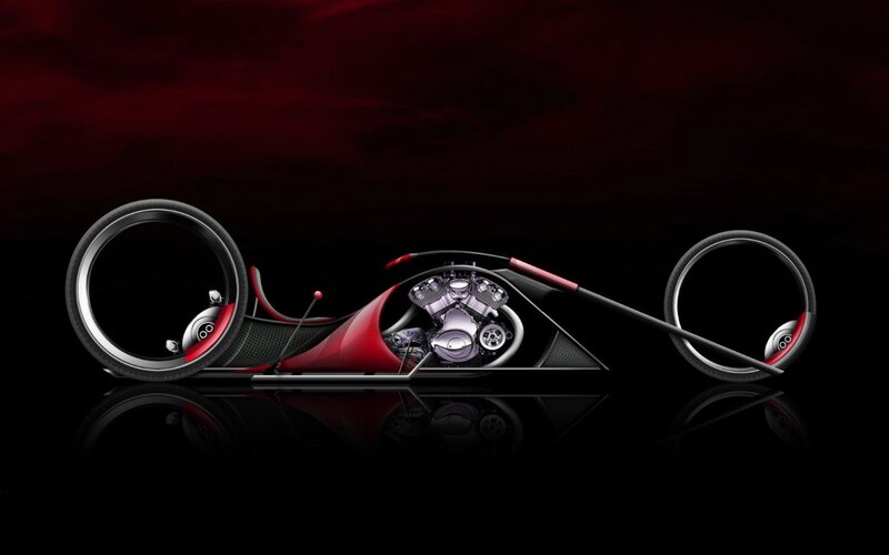 Futuristic Motorcycle — Black, Dramatic, 3d Render, Engine