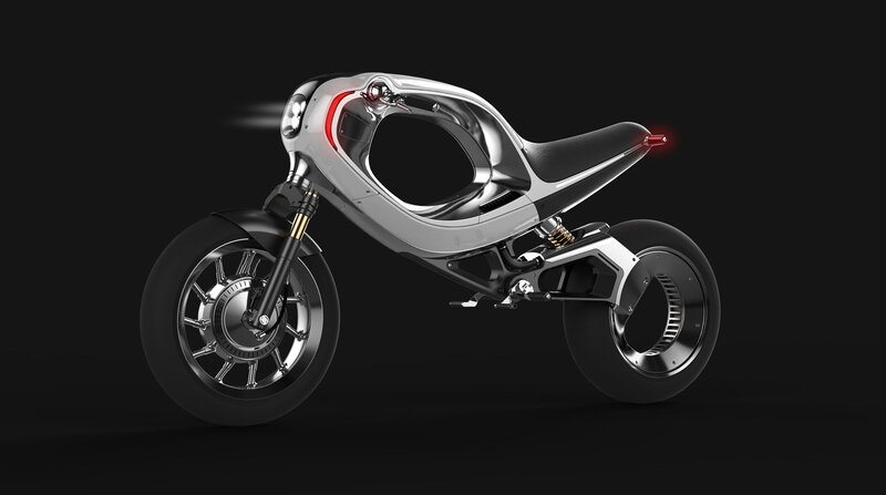 Futuristic Motorcycle — Black, Dramatic, 3d Render, Seat, Headlight