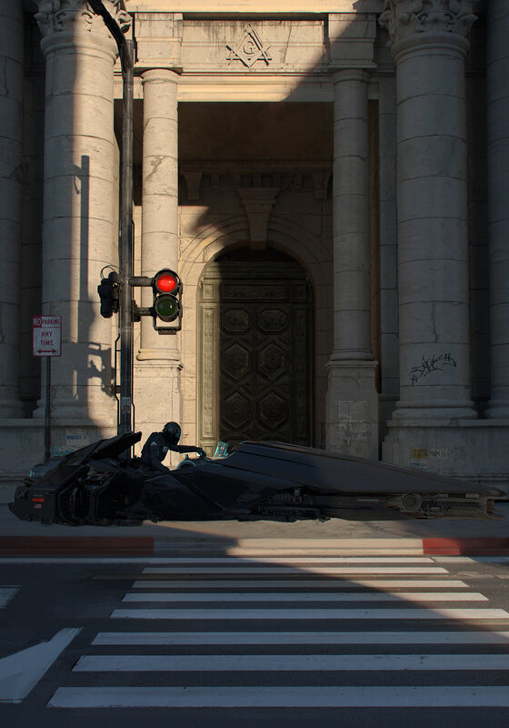 Futuristic Motorcycle — Black, Dramatic, Afternoon