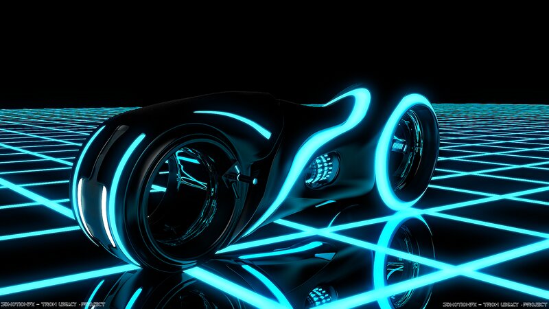 Futuristic Motorcycle — Black, Night