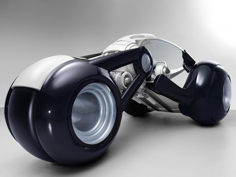 Futuristic Motorcycle — Black, Sleek, 3d Render, Wheel, Frame