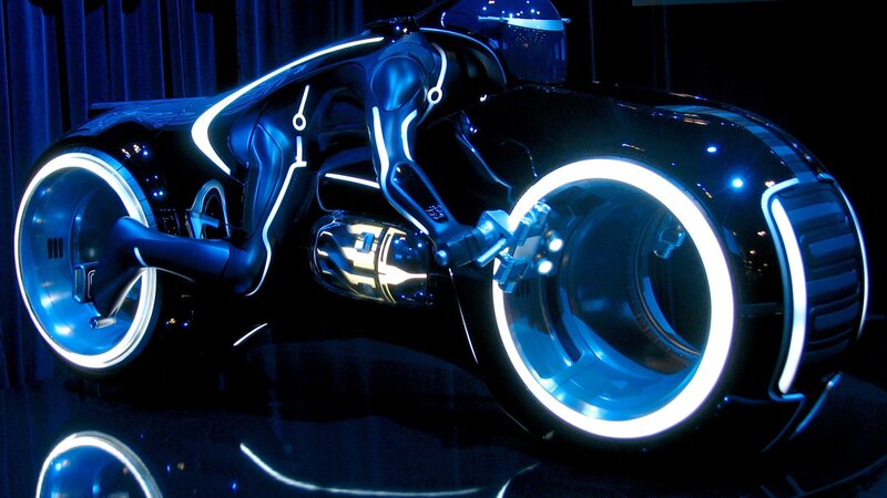 Futuristic Motorcycle — Blue, Dramatic, Night, Digital Art, Glowing Lights