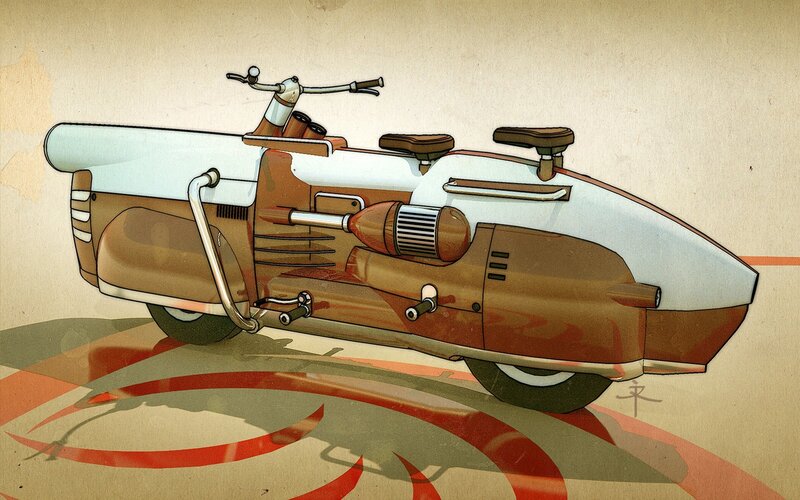Futuristic Motorcycle — Brown