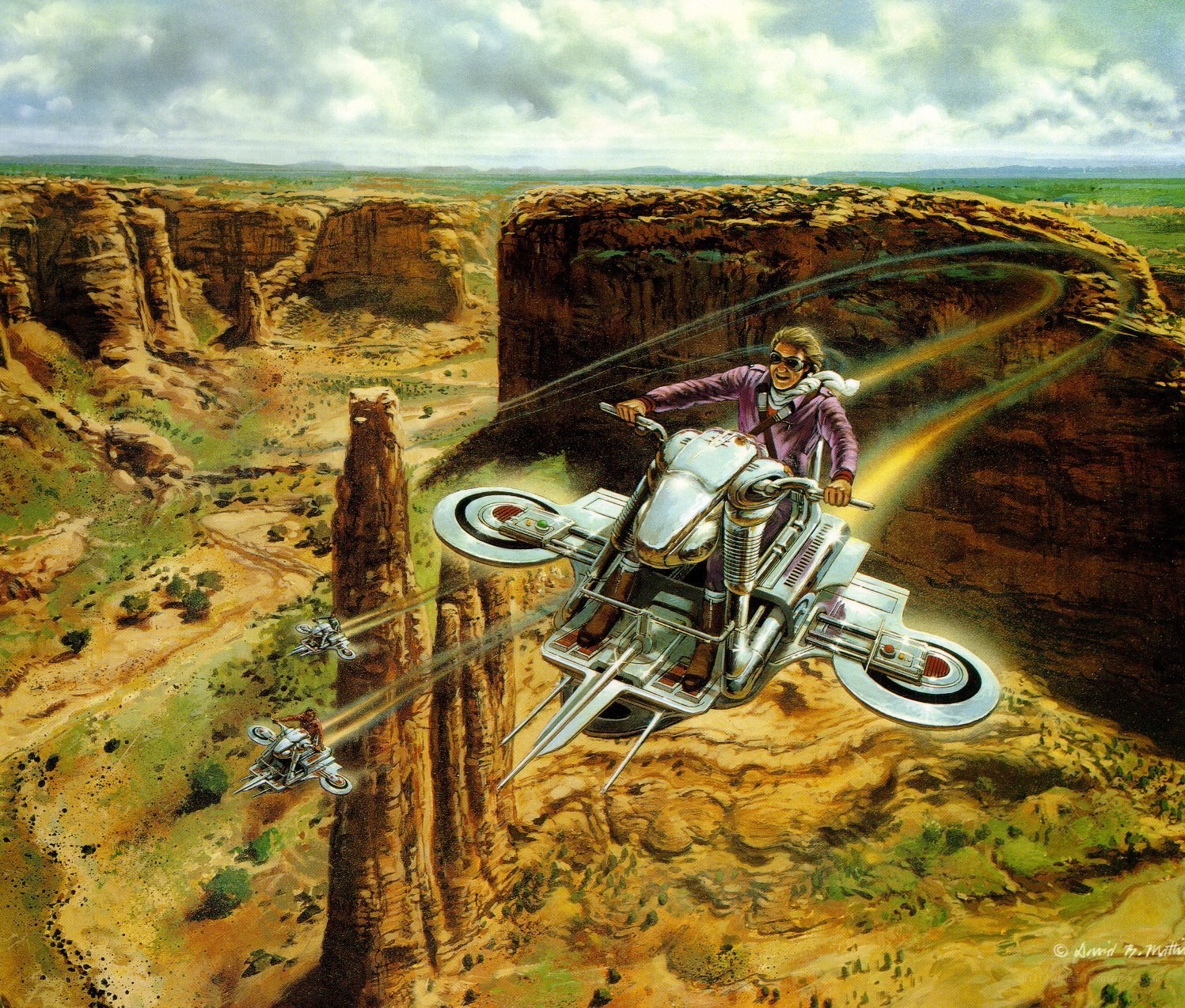 futuristic motorcycle chase