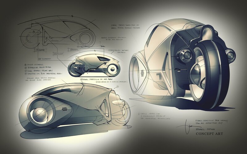 Futuristic Motorcycle Concept — Gray, Dramatic