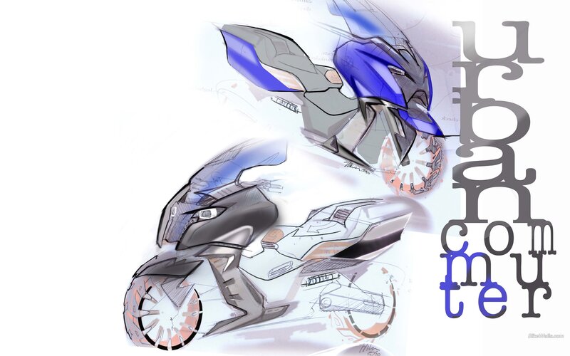 Futuristic Motorcycle Design — White, Technical