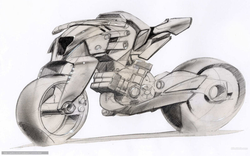 Futuristic Motorcycle — Gray, Mechanical