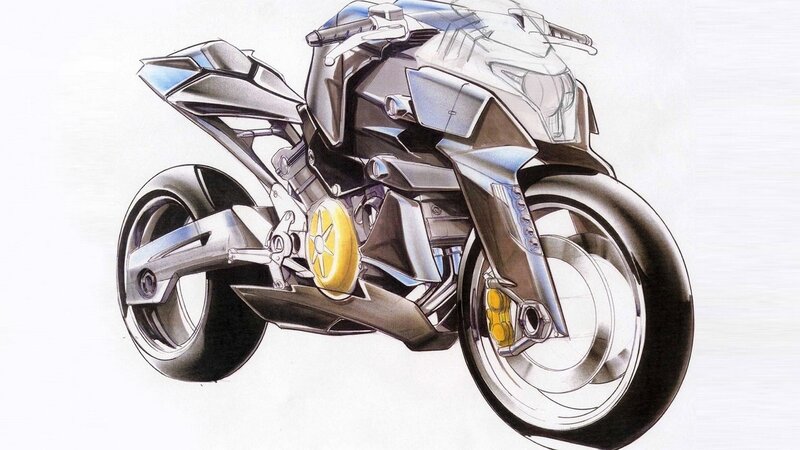 Futuristic Motorcycle — Gray, Technical