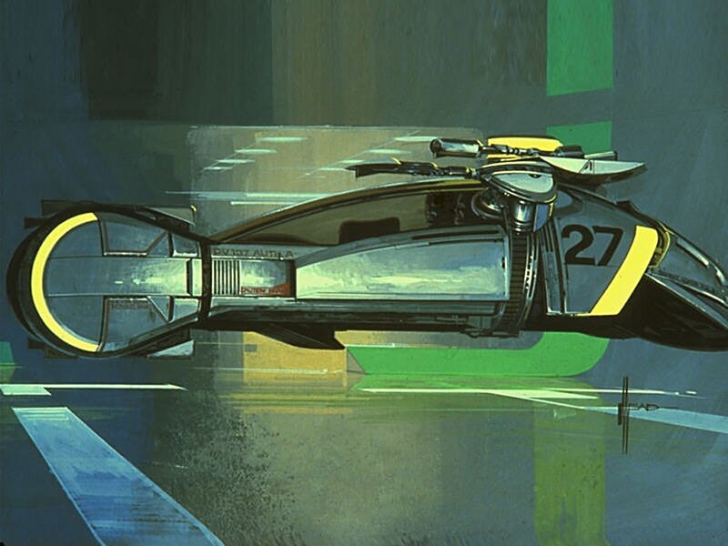 Futuristic Motorcycle — Green, Dramatic, Digital Art