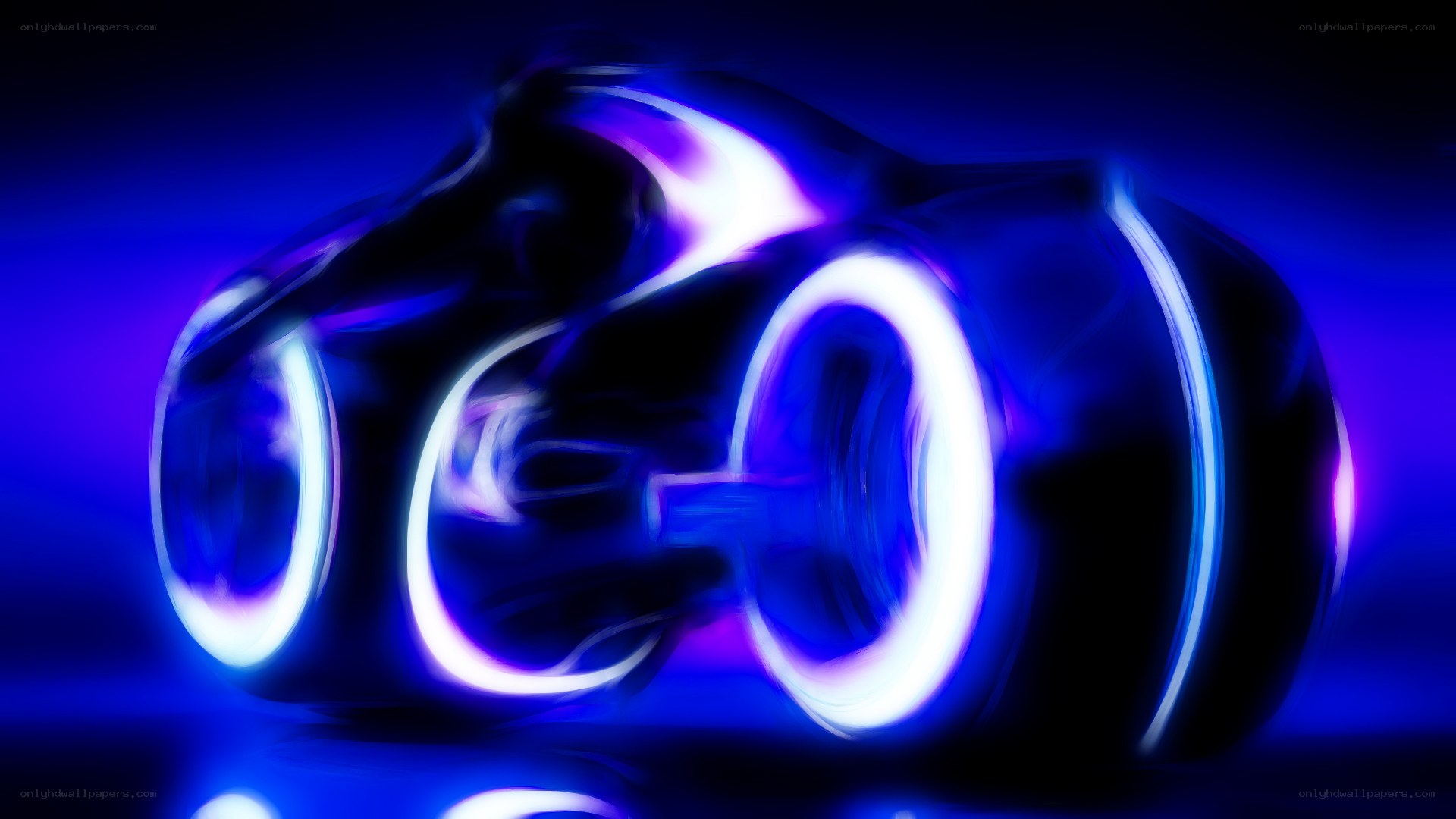 futuristic motorcycle in blue light