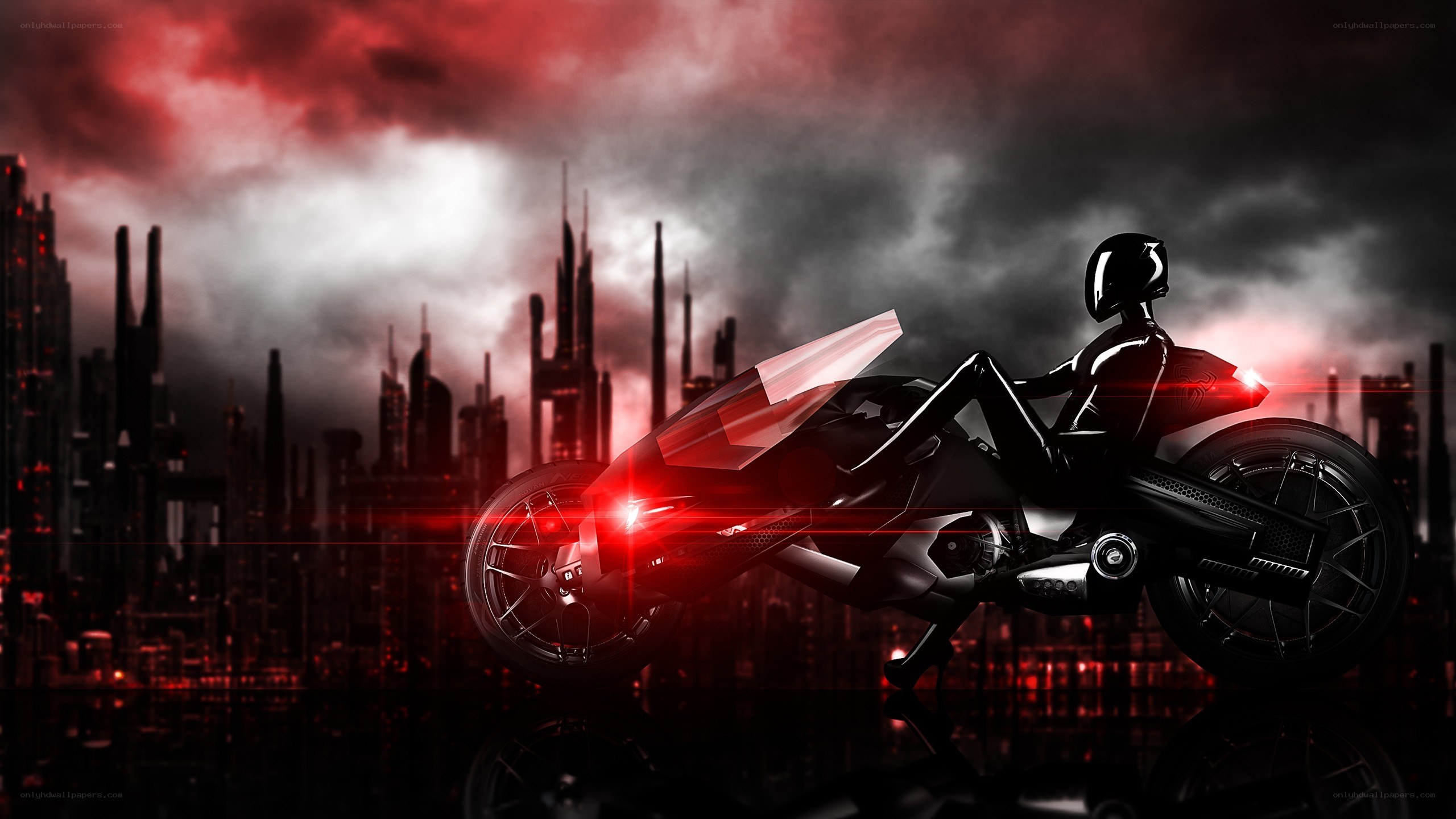 futuristic motorcycle in city