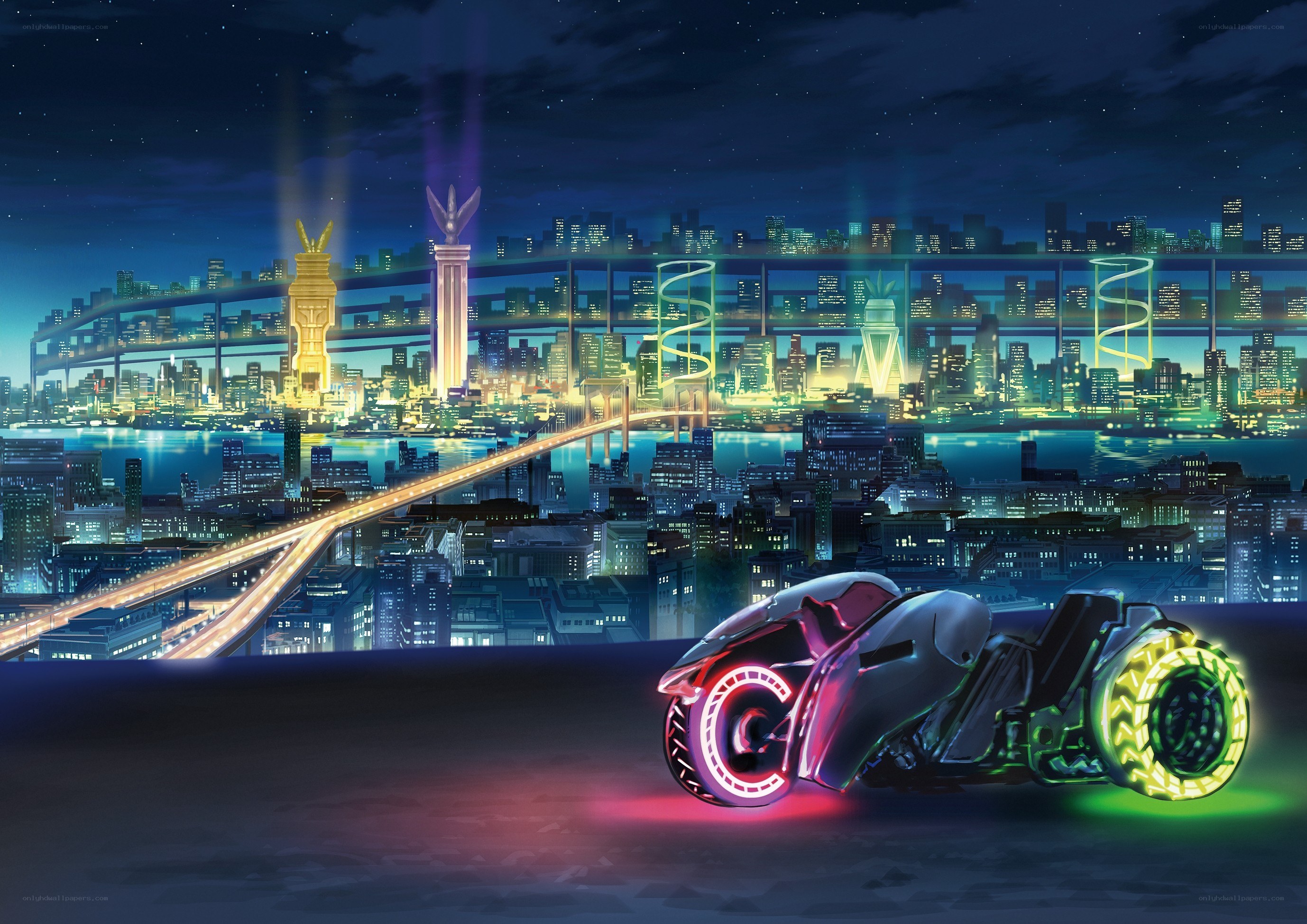 futuristic motorcycle in city