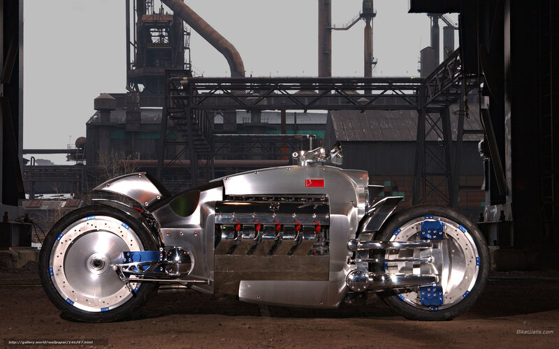 futuristic motorcycle in industrial setting