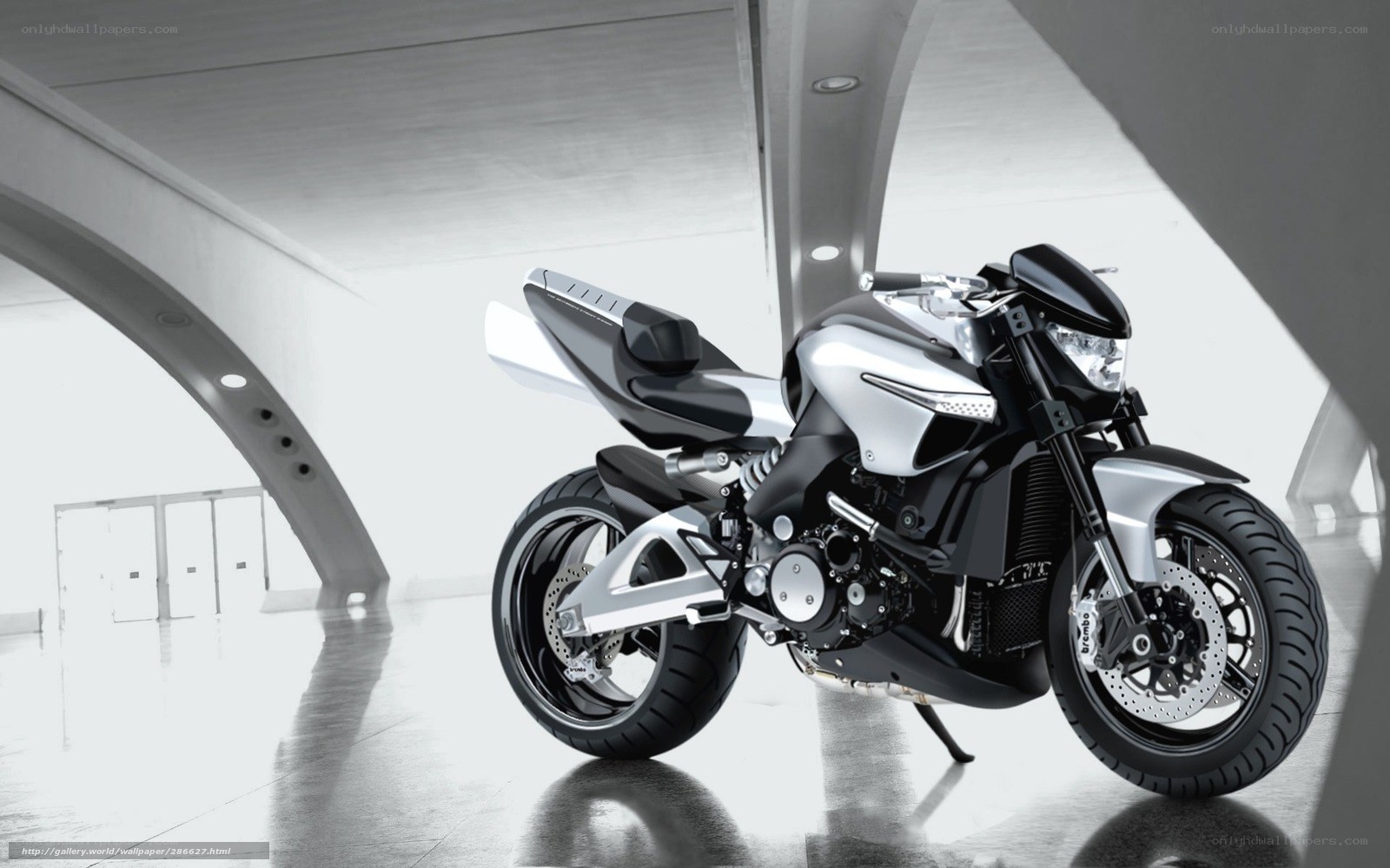 futuristic motorcycle in modern space