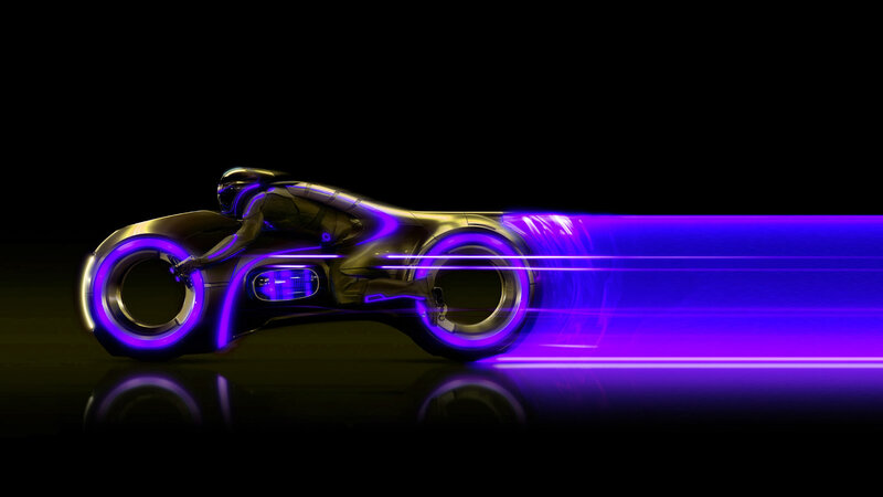 futuristic motorcycle in motion