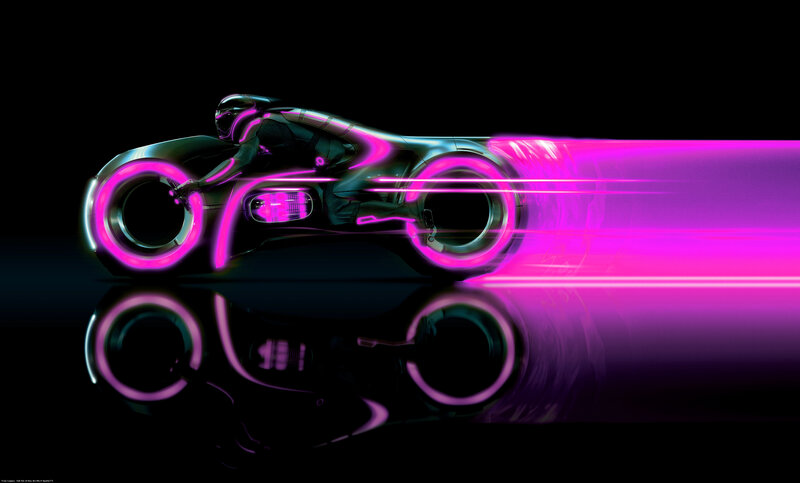 futuristic motorcycle in motion