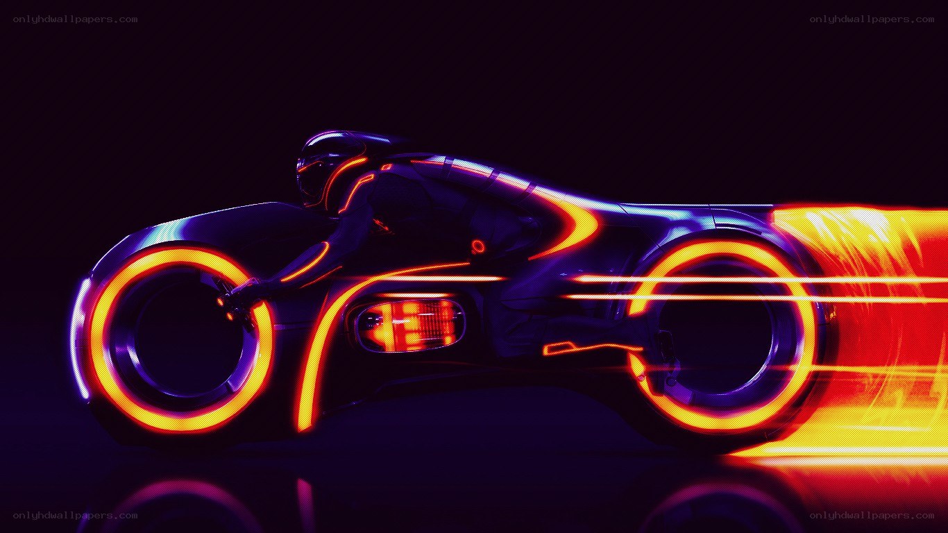 futuristic motorcycle in neon light