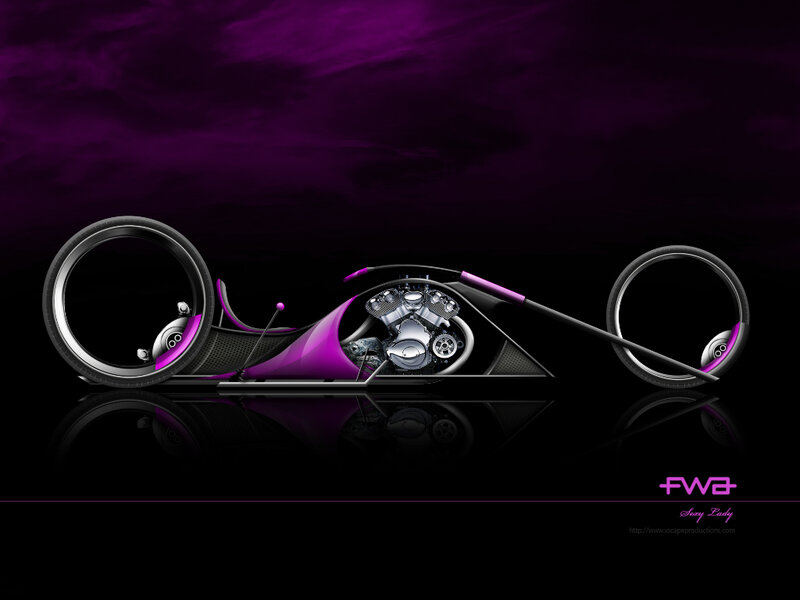 Futuristic Motorcycle — Purple, Dramatic, Night, Digital Art