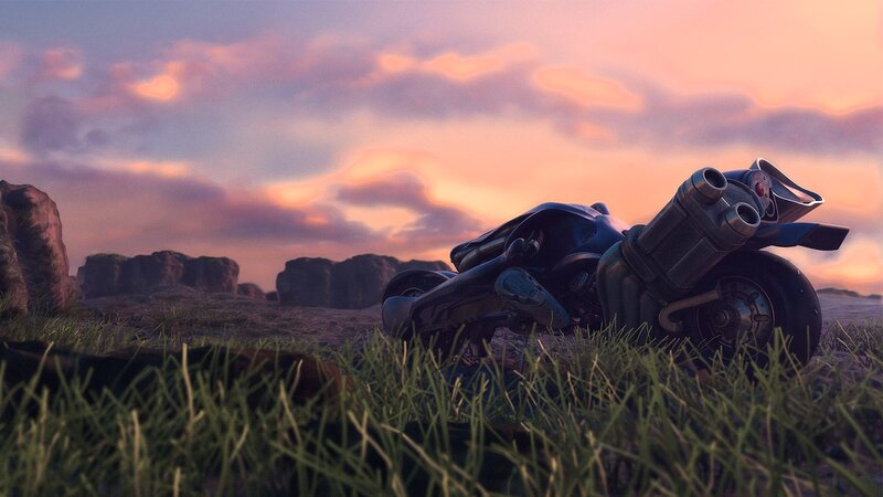 Futuristic Motorcycle — Purple