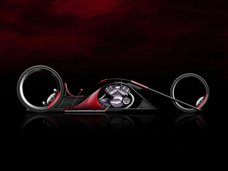 Futuristic Motorcycle — Red, Dramatic, 3d Render