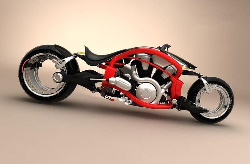 Futuristic Motorcycle — Red, Neutral, 3d Render