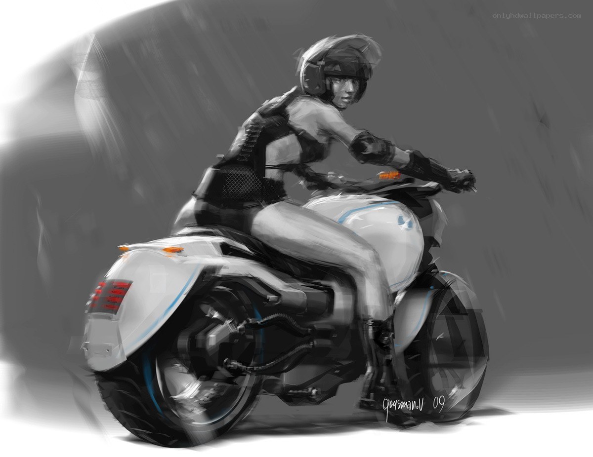 futuristic motorcycle rider