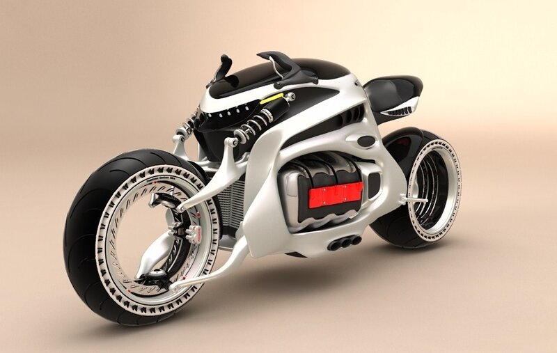 Futuristic Motorcycle — Silver, Neutral, 3d Render