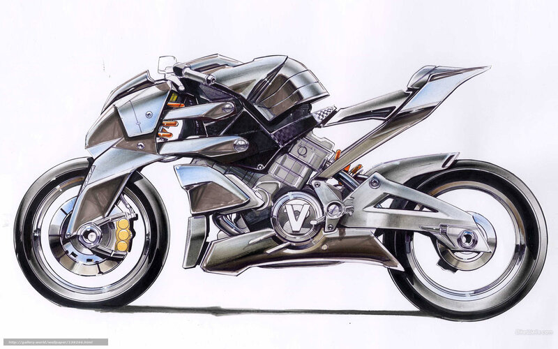 Futuristic Motorcycle — Silver, Technical